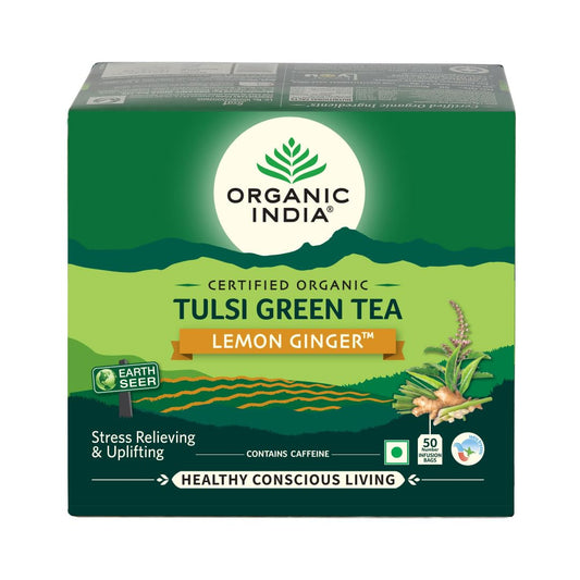 ORGANIC INDIA Tulsi Green Tea Lemon Ginger Teabags